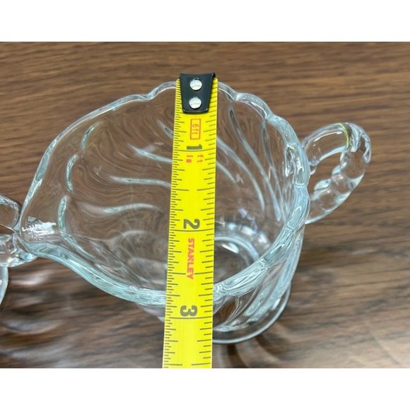 Fostoria Glass Colony Optic Swirl Cream and Sugar Serving Set Vintage Clear - Picture 8 of 10